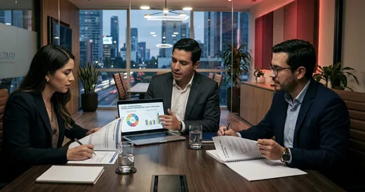 Especialistas analizando documentación tributaria y metodología de precios en entorno corporativo y fiscal internacional.