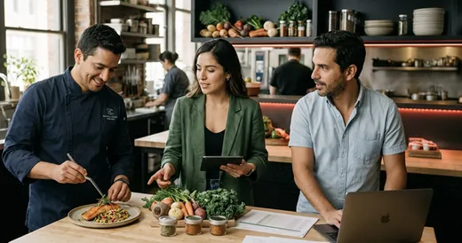 Profesionales analizan ingredientes locales y prácticas responsables para aprender gastronomía con enfoque sostenible y nutricional.