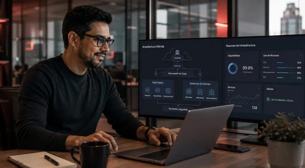 Profesionales de TI analizan entornos de arquitectura cloud para diseñar soluciones escalables y seguras en infraestructura digital.
